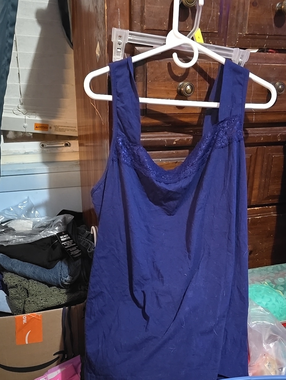 !!.           Women’s 2X Lace-Trim Tank Top - Blue
